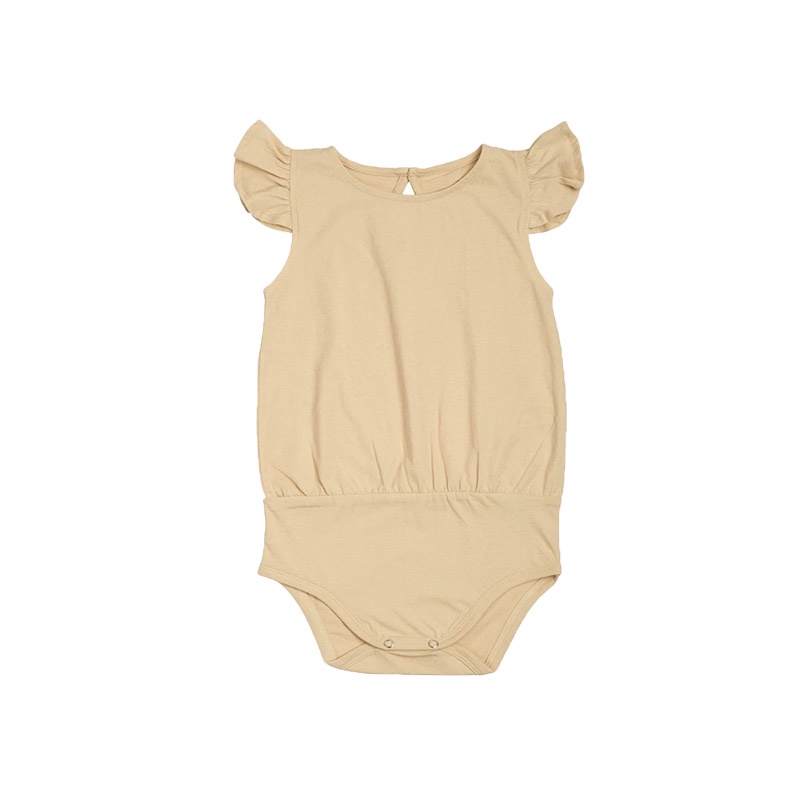Bộ Áo Liền Quần Tay Bay Vải Cotton Màu Sắc Đơn Giản Thời Trang Mùa Hè Cho Bé
