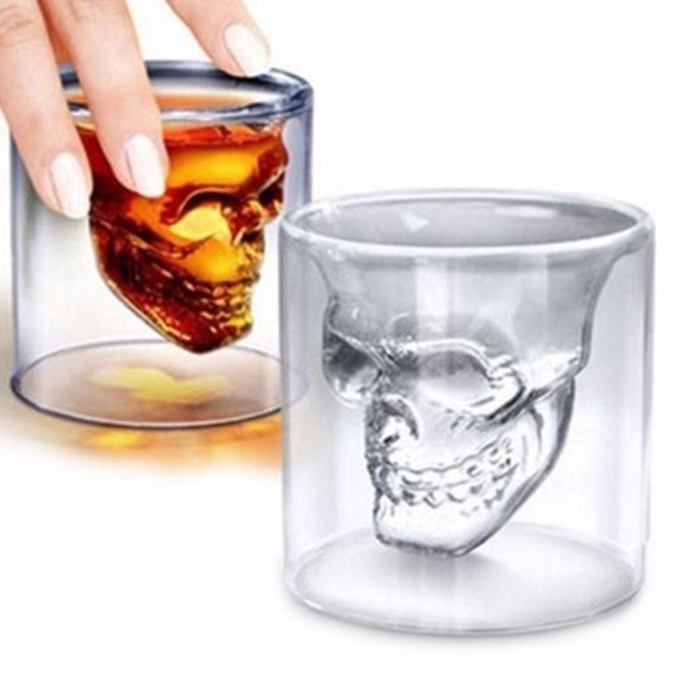 ELLSWORTH Ly Thủy Tinh Uống Bia Rượu Hình Đầu Lâu Hai Lớp Trang Trí Halloween