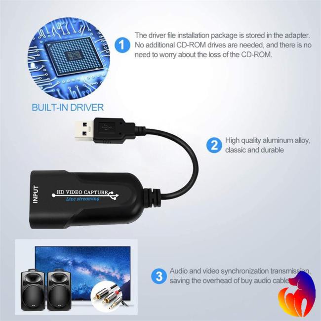 Portable USB 3.0 HDMI Game Capture Card Video Reliable Streaming for Live Adapter Video Recording Broadcasts