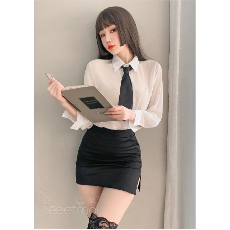 C06 cosplay thư kí giáo viên dài tay sexy gợi cảm clip thật