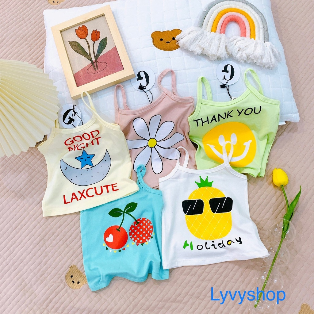 Lyvyshop - (Cotton đẹp) Áo dây bé gái siêu dễ thương cho bé 08kg-26kg (giá 01 áo)