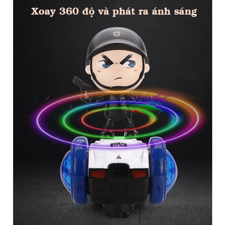 [Hàng loại 1] Đồ chơi xe cảnh sát xoay 360 độ có đèn và nhạc cho bé