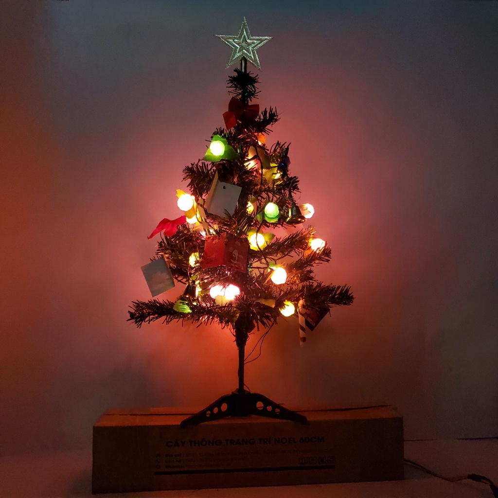 Cây thông noel để bàn 60cm mini trang trí giáng sinh full phụ kiện cho phòng khách, phòng ngủ, bàn làm việc đẹp giá rẻ