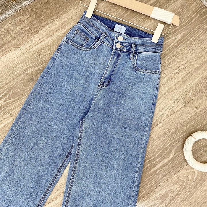 Quần Jeans Nữ Ống Suông Lưng Cao LA'COBA