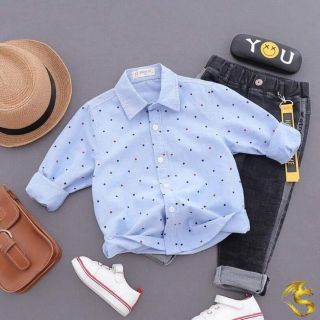 Áo sơ mi dài tay chấm bi sang trọng