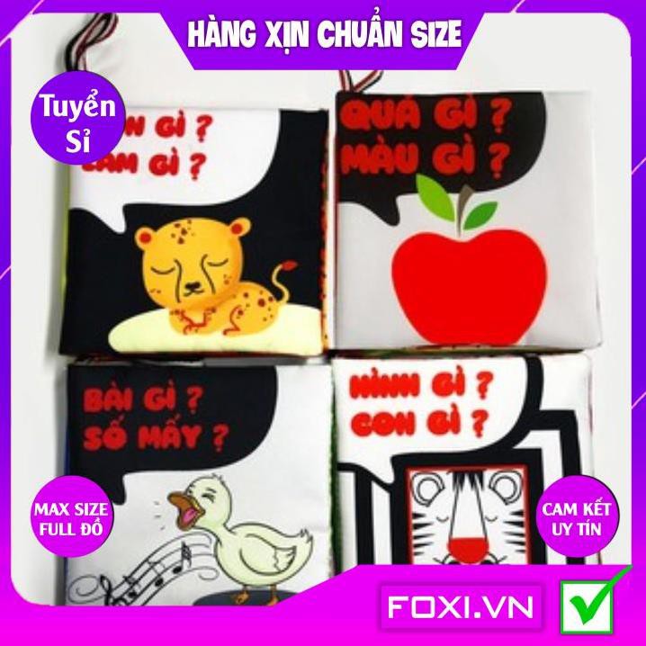 ComBo 4 Sách Vải Song ngữ Giáo dục mầm non giúp bé Kích thích thị giác-Có tiếng sột soạt vui tai-Dễ dàng vệ sinh cho mẹ