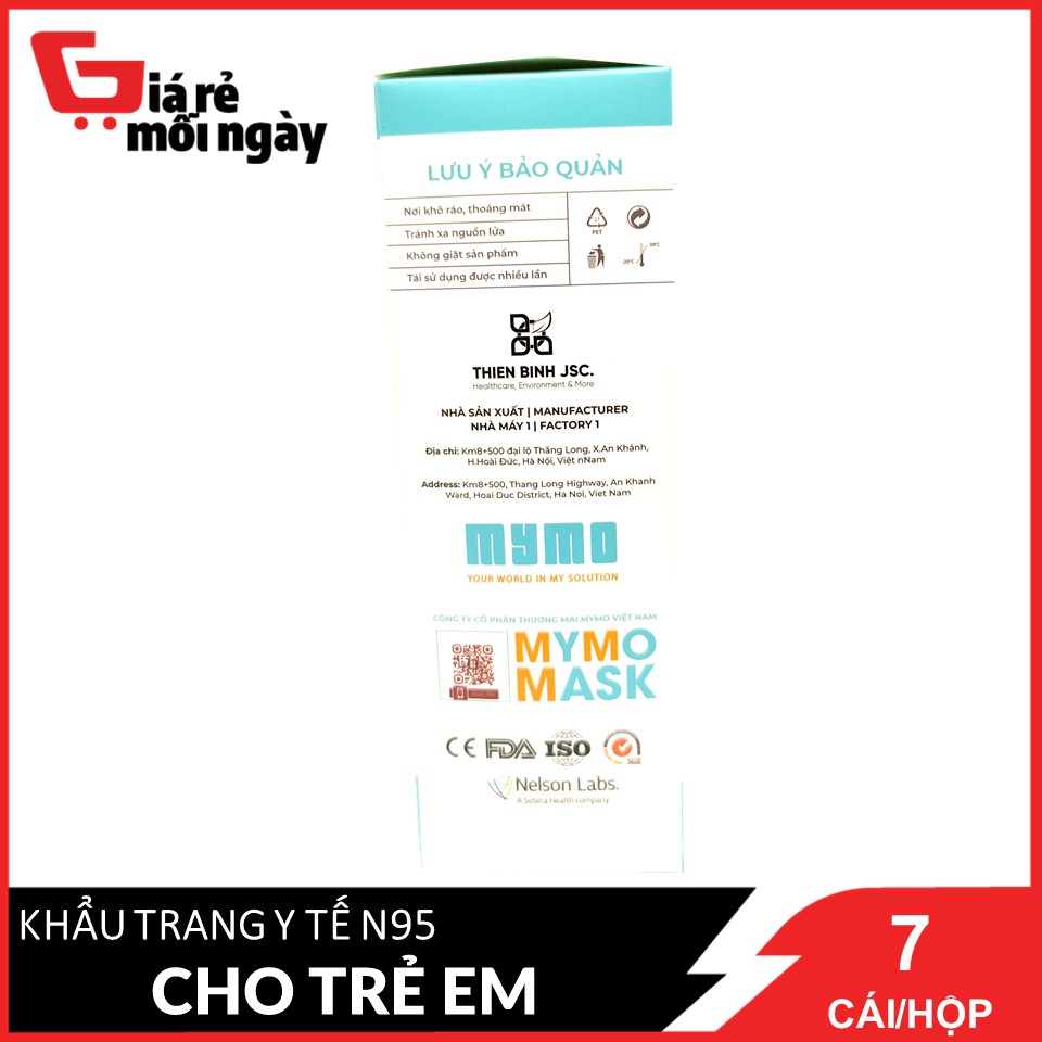 Khẩu Trang Y Tế N95 MYMO MASK Cho Trẻ Em Hộp 7 cái