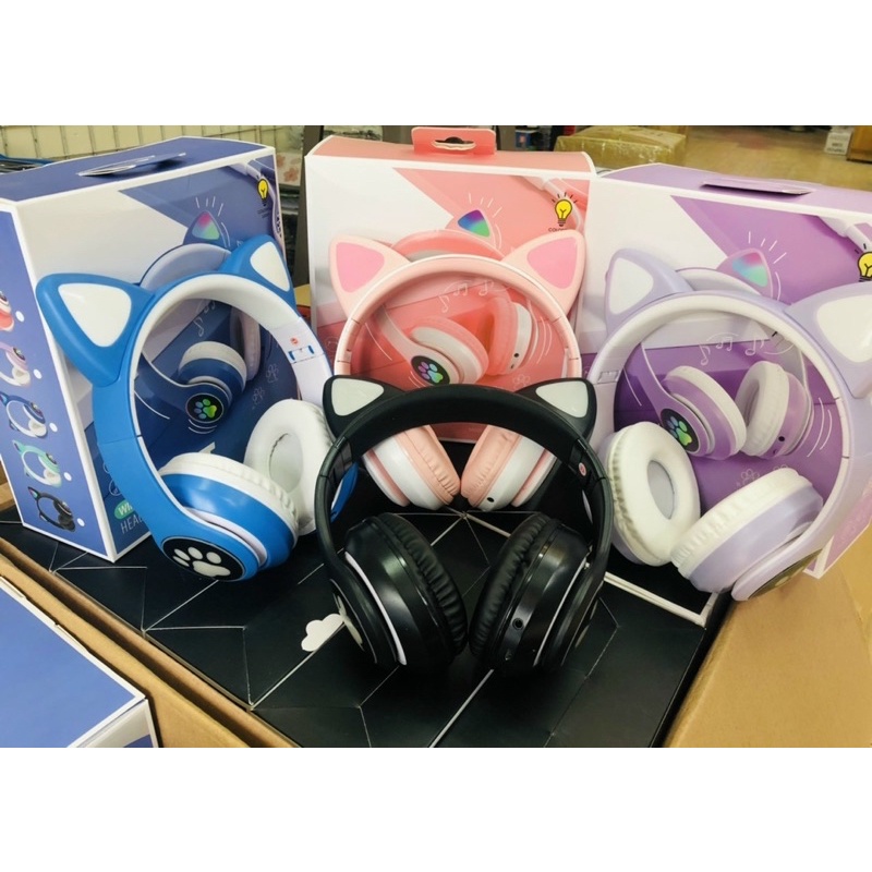 TAI NGHE MÈO BLUETOOTH ĐÈN LED RGB STN28