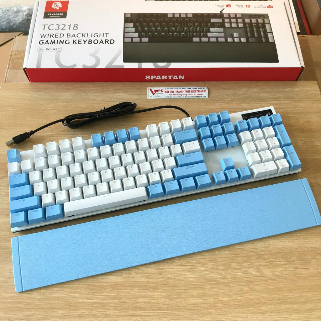 Bàn phím cơ gaming SPARTAN TC-3218 LED Rainbow có kèm bàn kê cổ tay