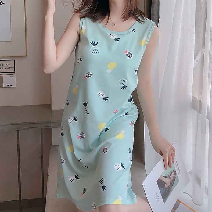 Váy Ngủ Ba Lỗ Sát Nách Kèm Bra Lót Mút Dễ Thương- DN013 | BigBuy360 - bigbuy360.vn