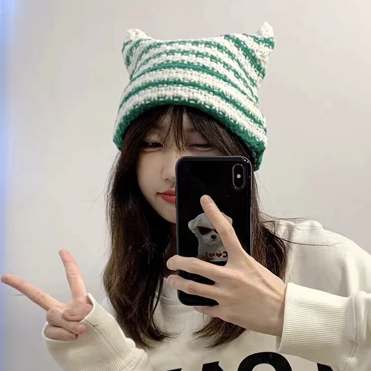 Mũ nồi len MG STUDIO dệt kim họa tiết sọc