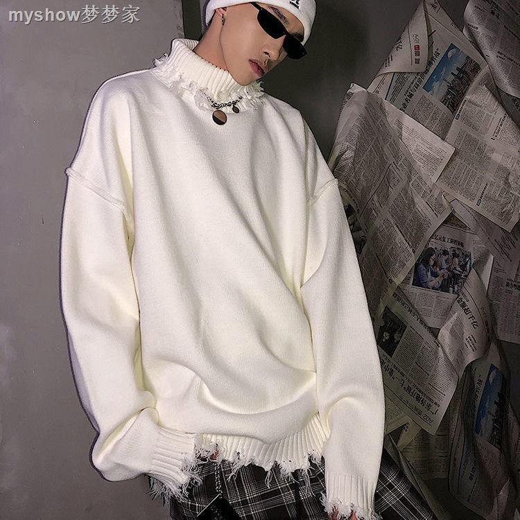 Áo Sweater Cổ Lọ Dáng Rộng Thiết Kế Rách Thời Trang 2020 Cá Tính Cho Nam | BigBuy360 - bigbuy360.vn