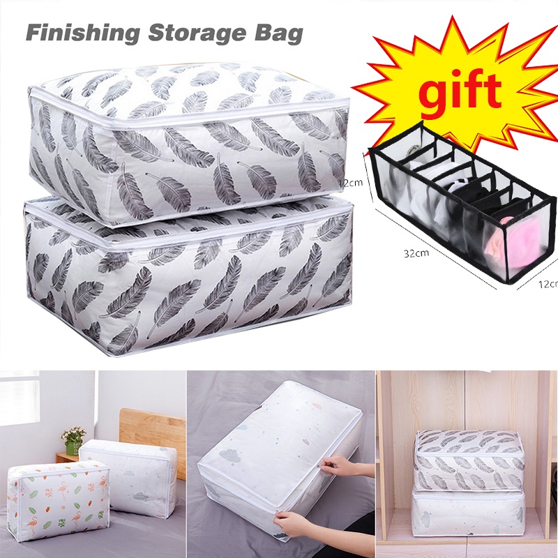 2PCS Túi Đựng Quần Áo Chống Bụi Sức Chứa Lớn Có Dây Kéo / Gấp Lại Được Tiện Lợi