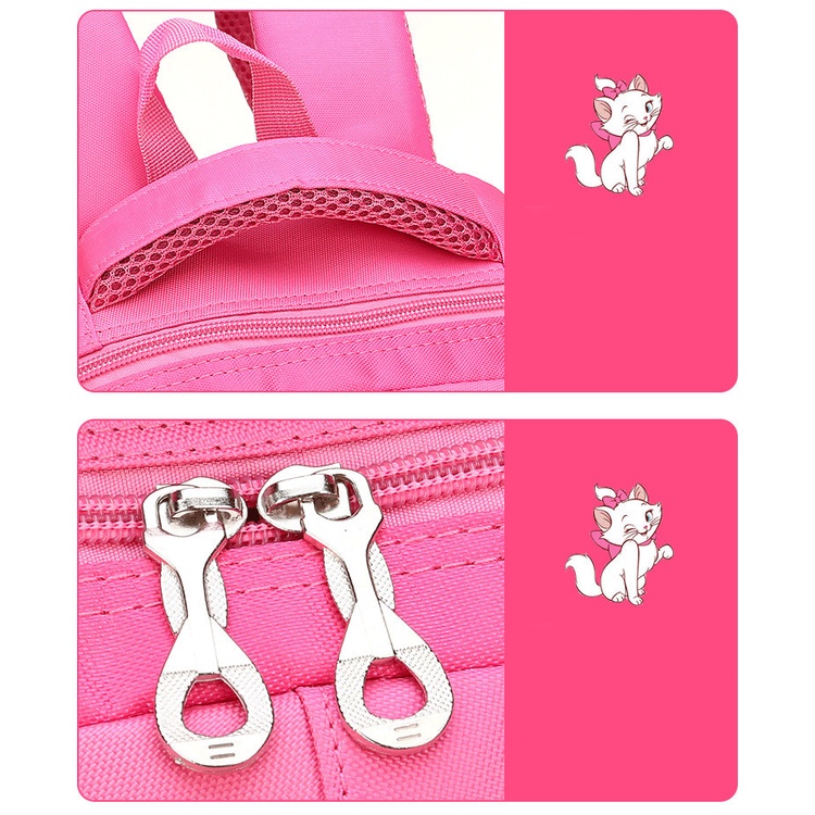Balo đi học cho bé gái hình mèo dễ thương màu hồng siêu dễ thương chất liệu vải Polyester, cặp sách tiểu học
