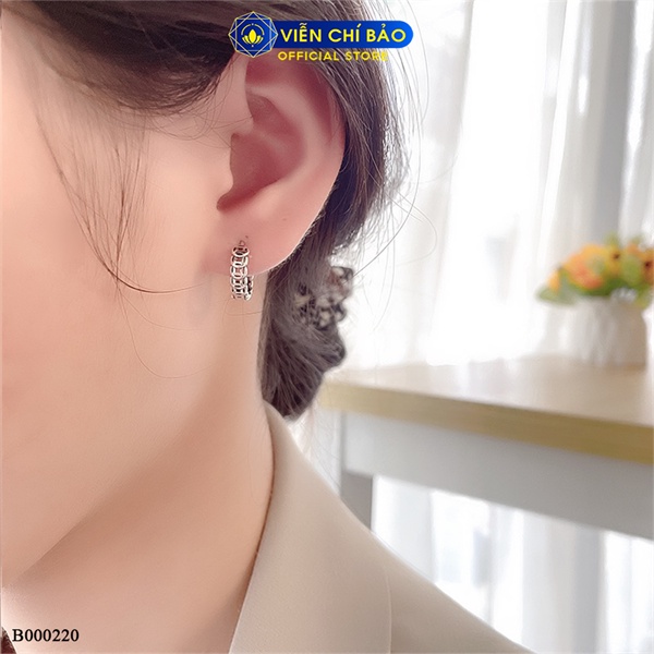 Bông tai bạc nữ kim tiền tròn chất liệu Bạc S925 thời trang phụ kiện trang sức nữ thương hiệu Viễn Chí Bảo B000220