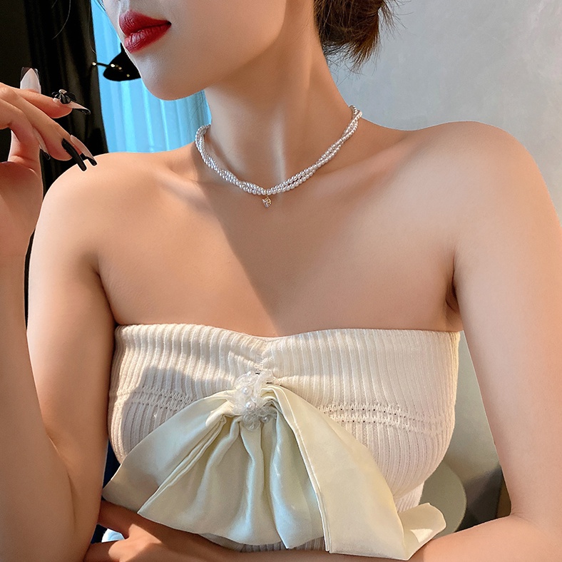 Dây Chuyền Hai Lớp Đính Ngọc Trai Thời Trang Dành Cho Nữ