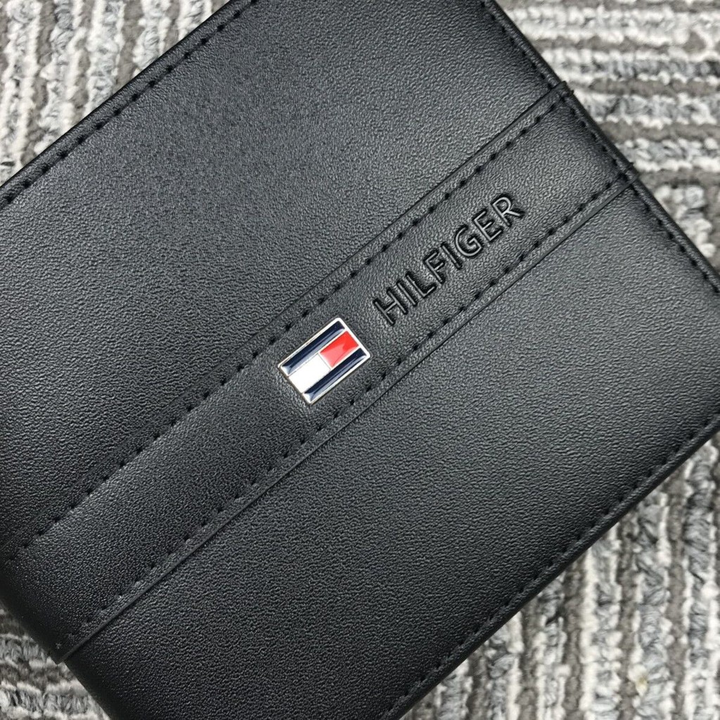 Ví Tommy Hilfiger ngắn thêu LOGO kiểu cổ điển thích hợp lái xe