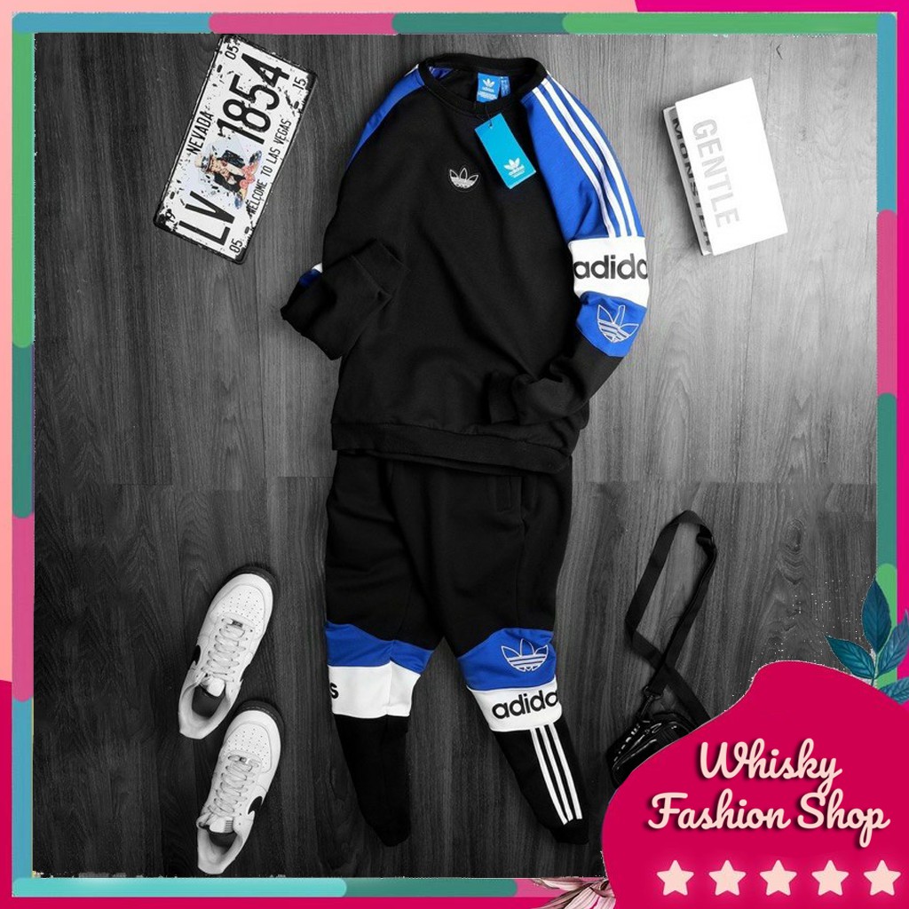 Bộ nỉ nam, Đồ Bộ Nam Phối tay hai màu (Xanh-Ghi) WK