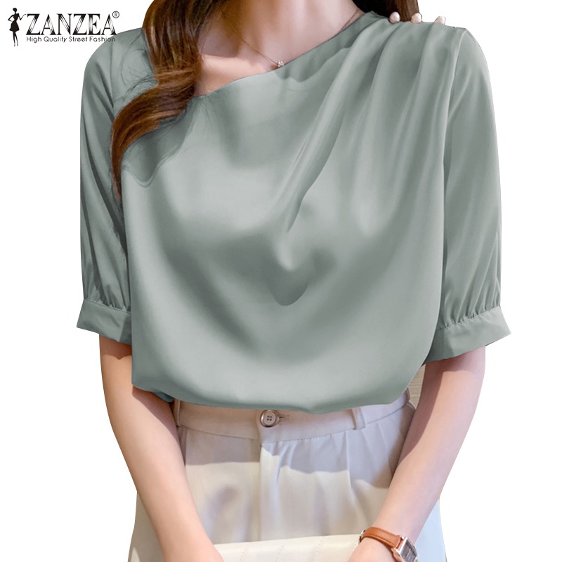 Áo nữ ZANZEA tay lửng cổ chữ V kiểu dáng thời trang phong cách Hàn Quốc