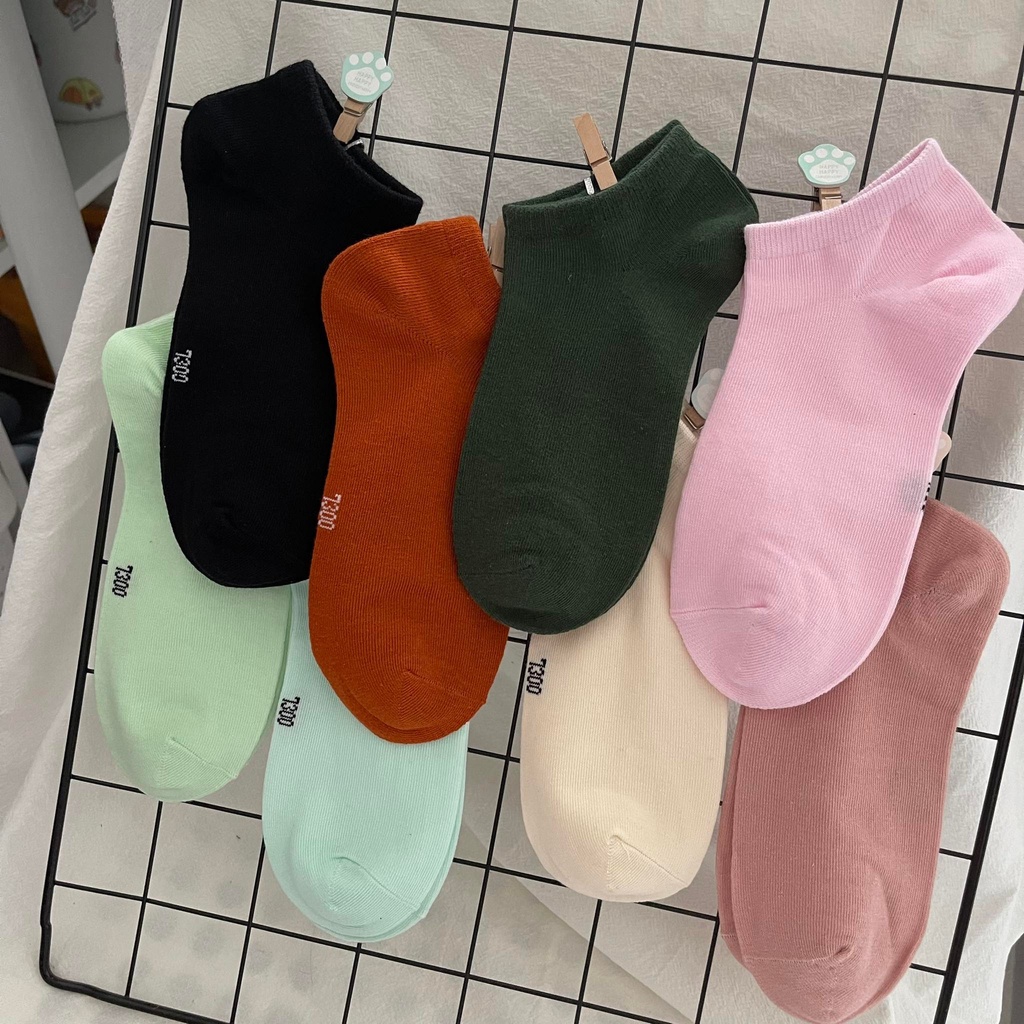 Tất vớ nữ cổ ngắn trơn pastel nhiều màu phong cách Hàn Quốc dễ thương