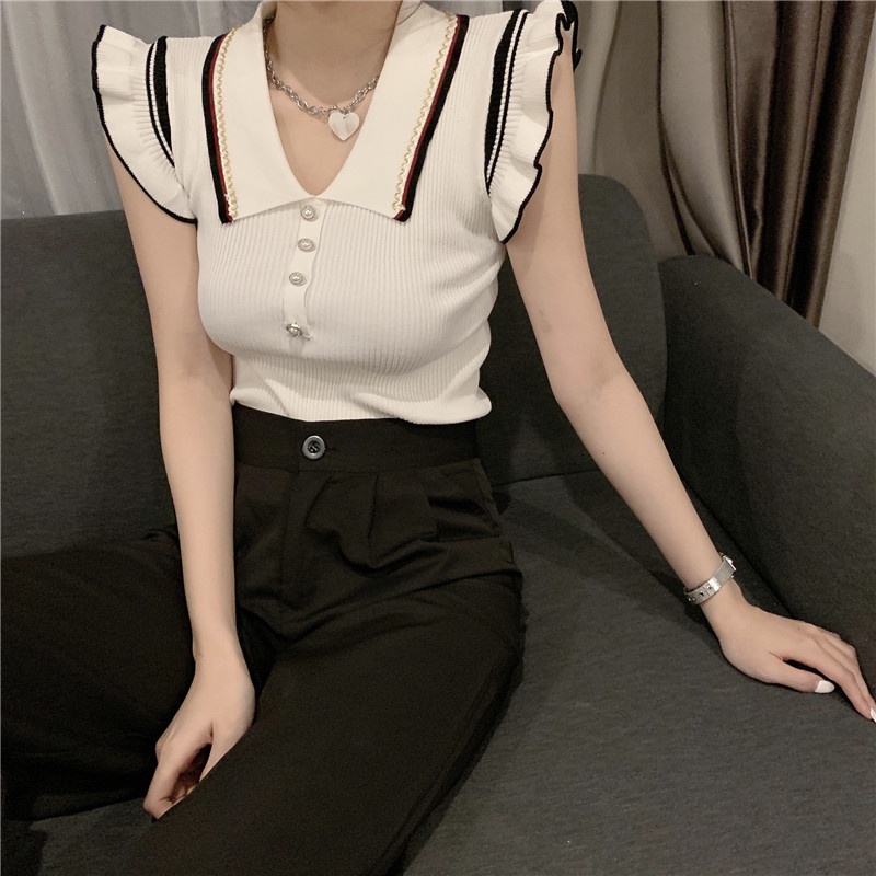 Áo dệt kim SUXI không tay cổ chữ V phong cách Hàn Quốc thời trang mùa hè dành cho nữ