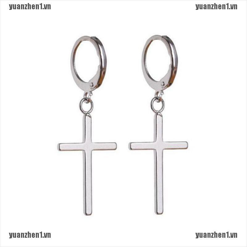 [YUANZHEN1] Bông Tai Hình Thánh Giá Phong Cách Punk Dành Cho Nữ