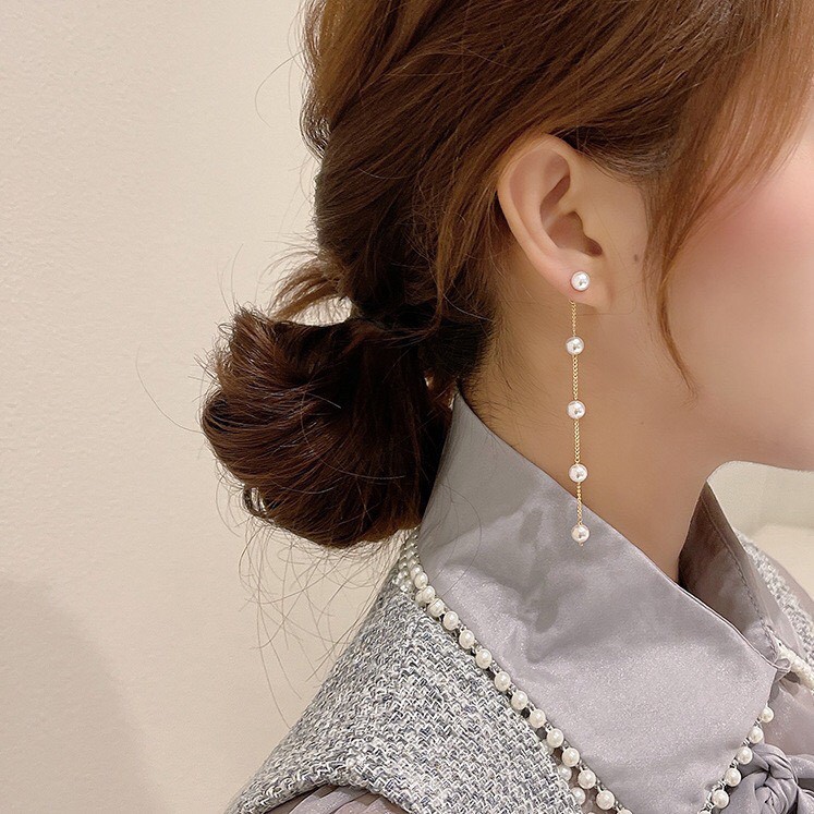 Bông Tai Nữ Hợp Kim Cao Cấp ERASHOP 078091 - Dây Châu Nhỏ Sang Trọng, Tiểu Thư, Phù Hợp Đi Tiệc, Đi Chơi Siêu Rẻ Đẹp
