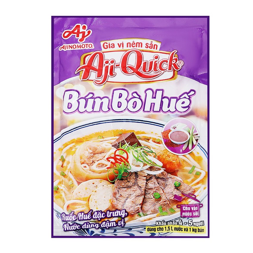 GIA VỊ NÊM SẴN PHỞ BÒ/ BÚN BÒ/ LẨU THÁI AJI-QUICK AJNOMOTO 57G