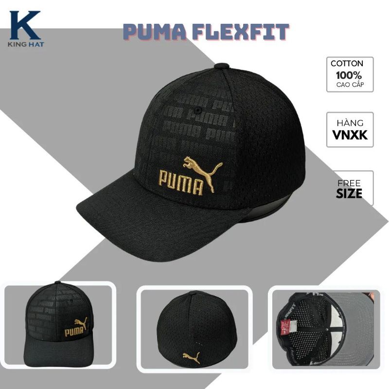 Nón lưỡi trai bít đuôi Pu ma  logo thêu chất cotton Hàn Quốc cao cấp, nón kết màu trắng xanh đen