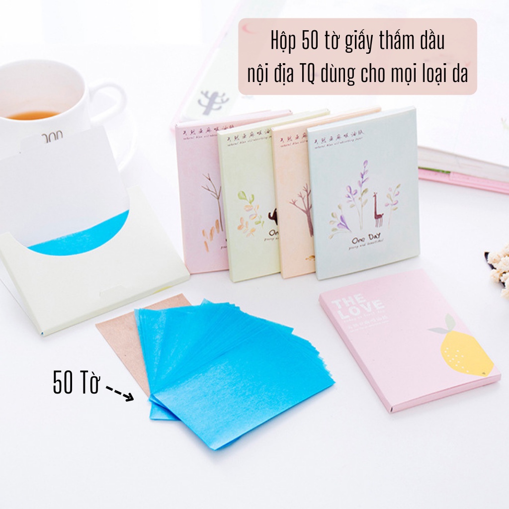 Giấy Thấm Dầu Da Mặt 1 gói 50 tờ Nội Địa Trung Thấm Dầu Mồ Hôi Tốt Dành Cho Mọi Loại Da