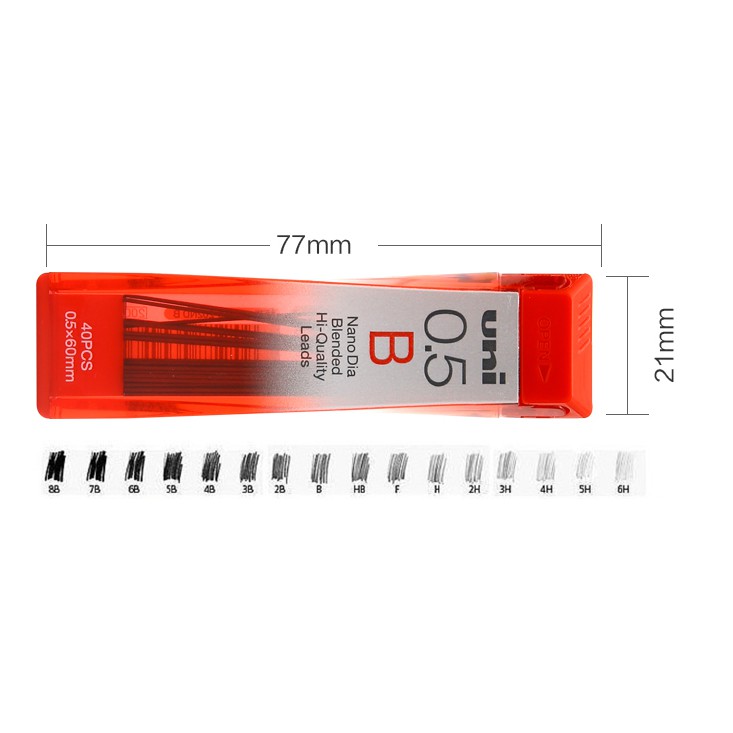 Ngòi Bút Chì Kim UNI Nano Dia Pencil Lead - 0.5mm - Độ đậm B