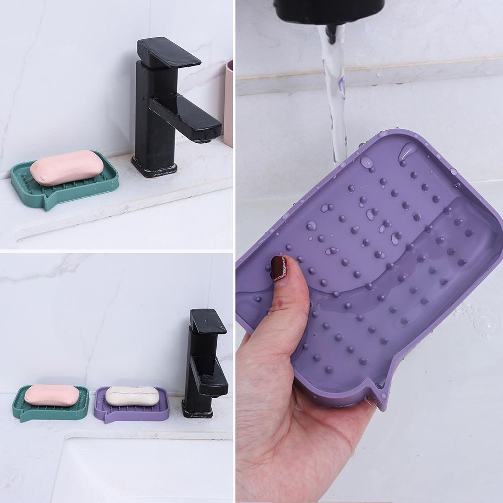 Đĩa Đựng Xà Phòng Bằng Silicone Tự Dính Giúp Khô Ráo Tiện Dụng