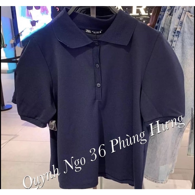 BÁN SỈ ÁO POLO ZRF TAY BỒNG MÀU XANH THAN CHO NỮ