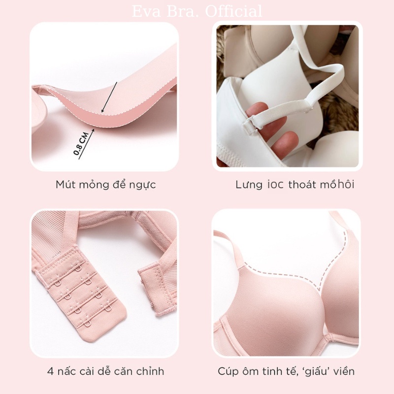 Áo lót có gọng mút mỏng cài sau màu trơn nâng ngực tự nhiên Eva Bra 993