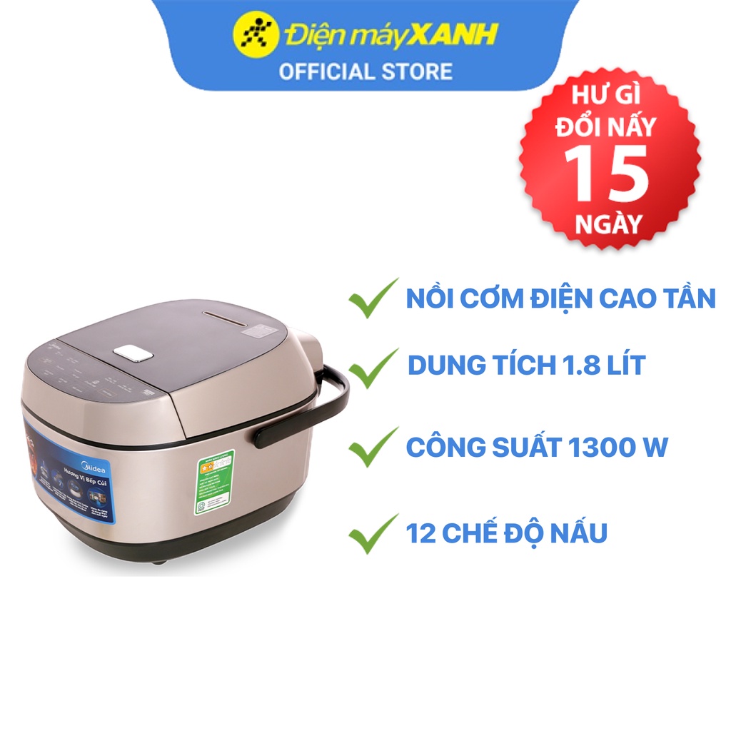 [Mã ELHADEV giảm 4% đơn 300K] Nồi cơm cao tần Midea MB-HS5008 1.8 lít