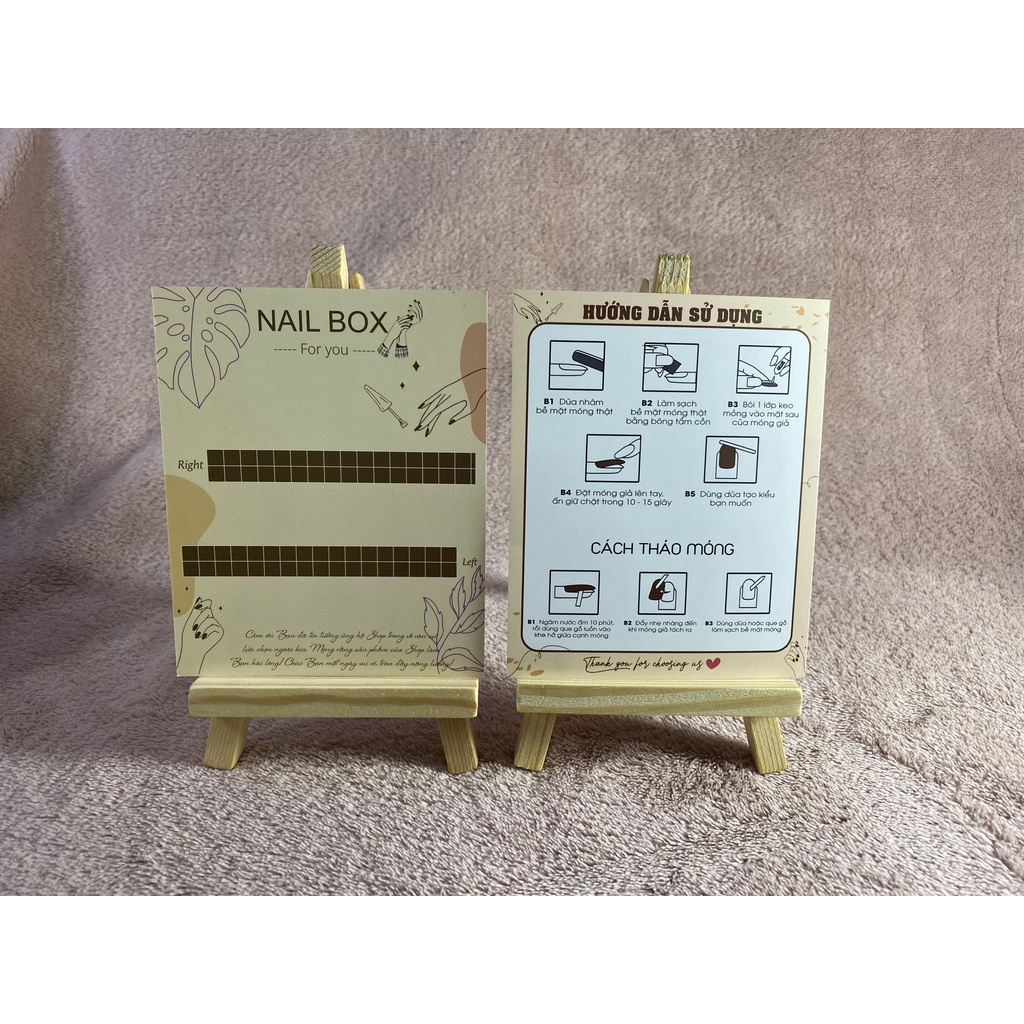 Bìa Nail Box, Thẻ NailBox, Tag Gắn Móng Tay, Tag NailBox, Thẻ Gắn Móng Tay Giả, KT11x9cm in 2 mặt Giấy C300