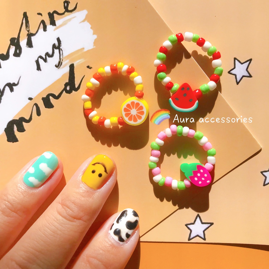 Nhẫn cườm trái cây Handmade bởi Aura