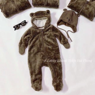 Body gấu bông nâu/trắng sz 0/1, 1/2 - HM kid