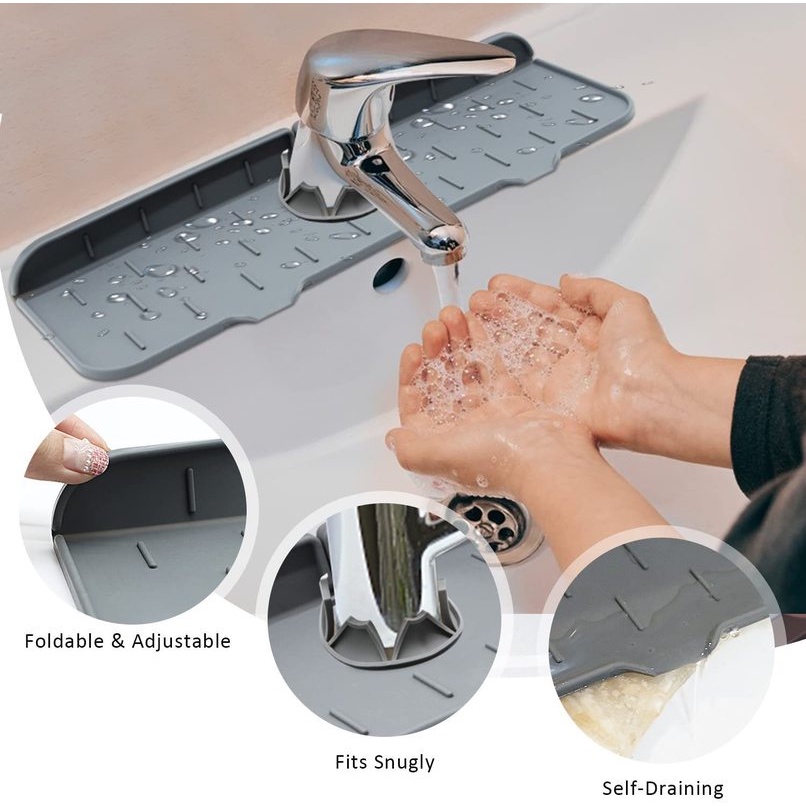 Tấm Silicone Gắn Vòi Nước Bồn Rửa Chén Thấm Hút Tốt Cho Nhà Bếp Nhà Tắm