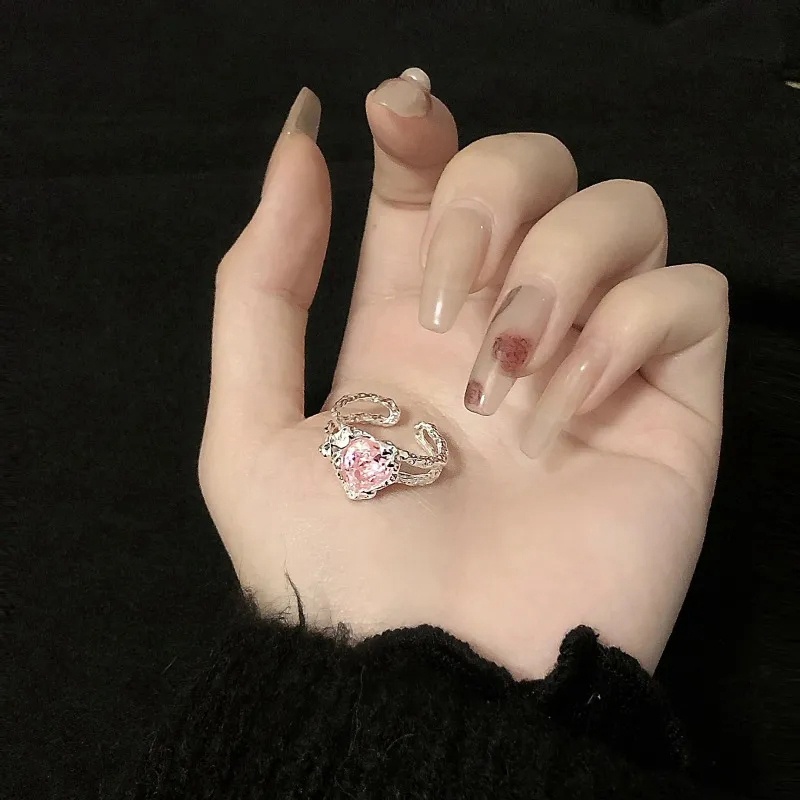 Nhẫn Bạc Hình Trái Tim Đính Kim Cương Thời Trang Cho Nữ