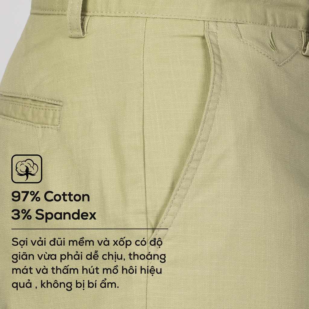 Quần Short Nam Form Ôm Trẻ Trung 0605 Cotton Cao Cấp Màu Vàng Rêu - Sooc Nam Vulcano