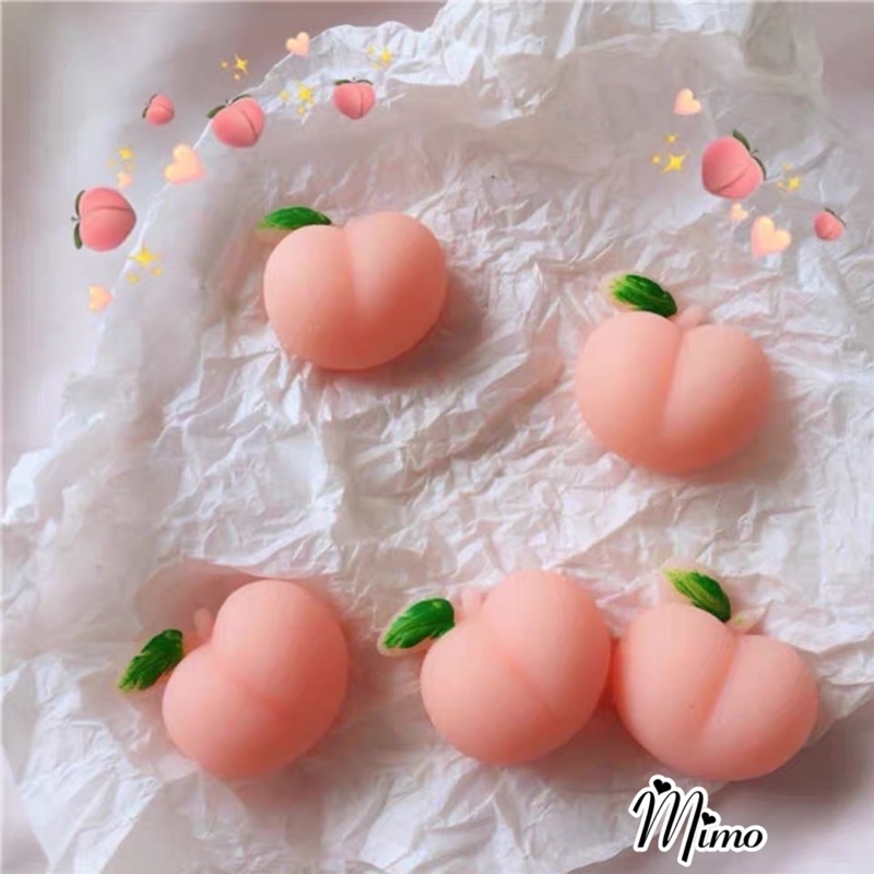 Squishy mini cute hình trái đào dễ thương, đồ chơi xả stress bóp vui tay, dán trang trí ốp điện thoại