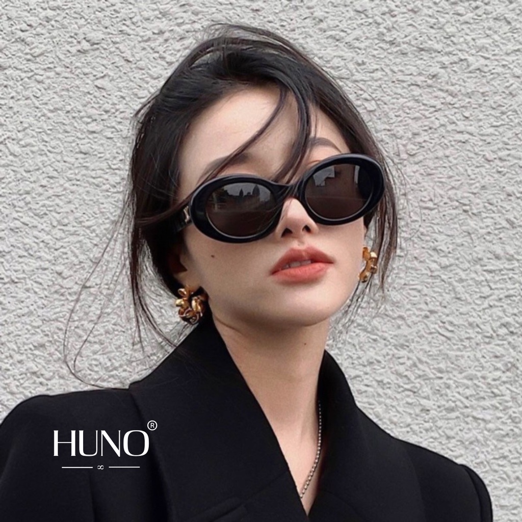 Kính râm nữ HUNO thiết kế mắt kính bằng nhựa cao cấp độc la, cá tính - KR63