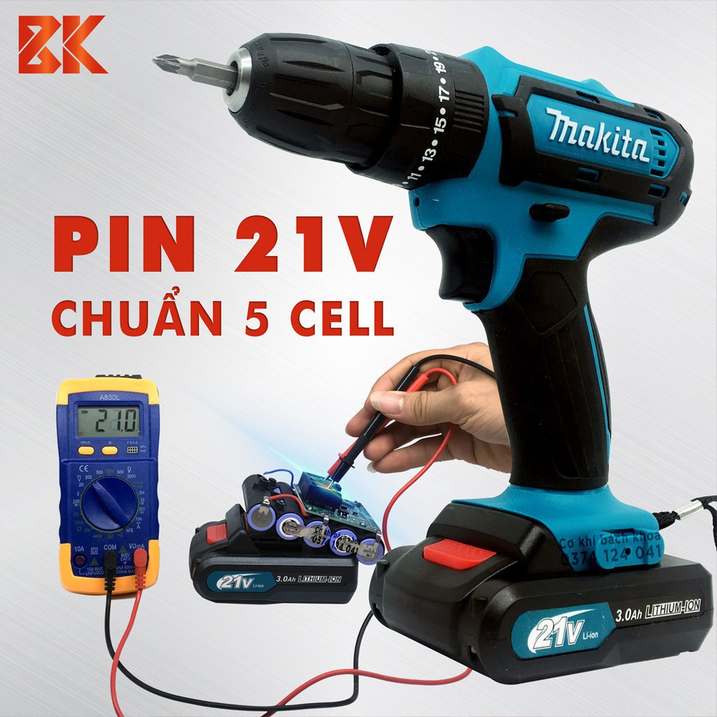 Máy Khoan pin MAKITA Có Búa 21V Kèm Phụ Kiện 24