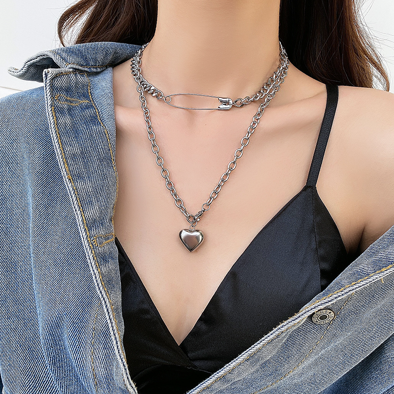 Dây chuyền nhiều lớp mặt hình kẹp giấy / trái tim thời trang cho nữ