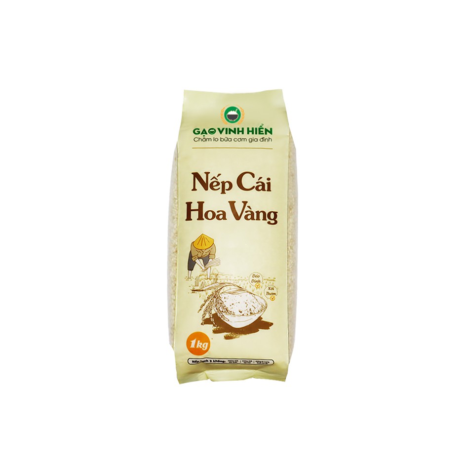 Nếp Cái Hoa Vàng Vinh Hiển cao cấp 1kg / Nếp thơm, dẻo dai nhiều, mềm ngon.