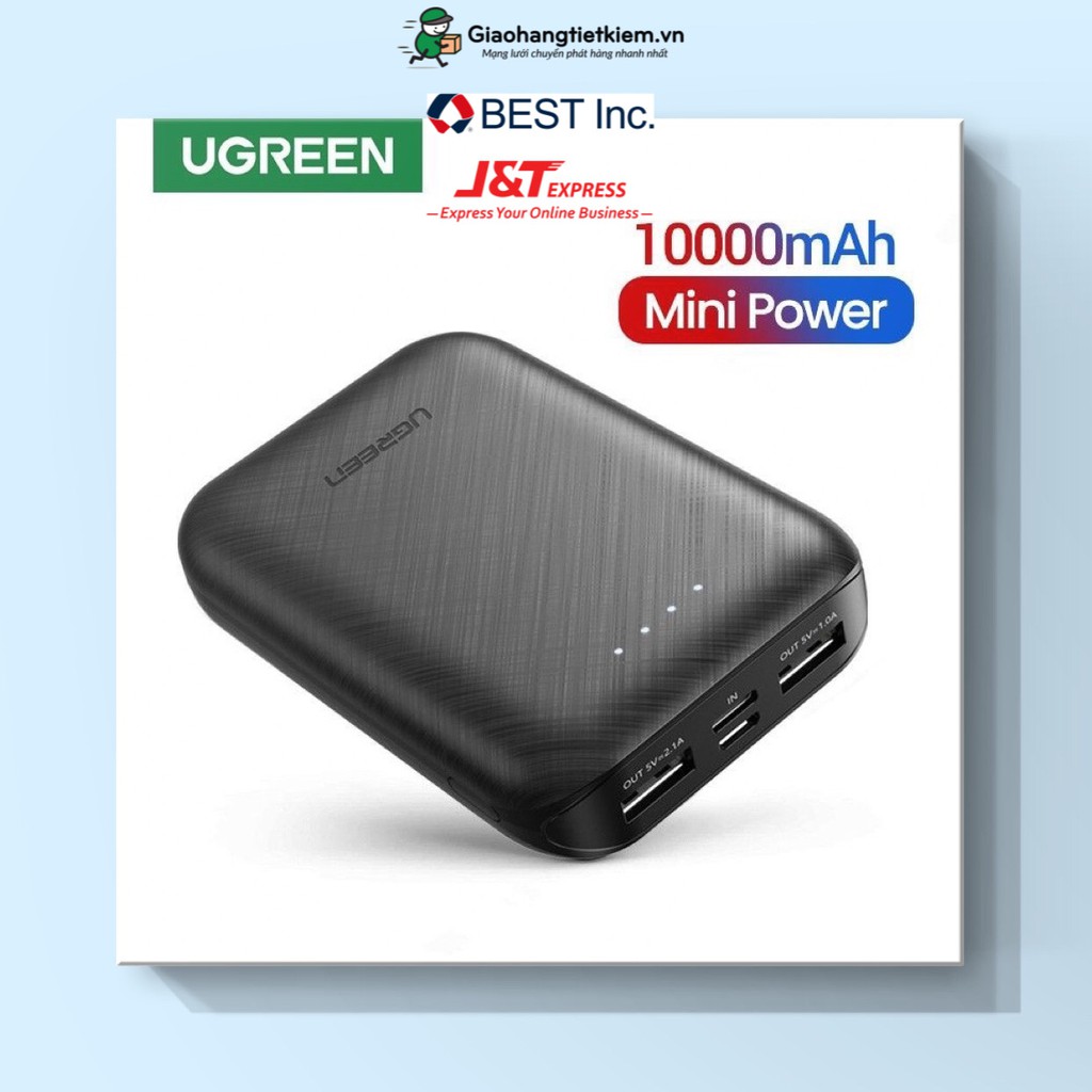 Sạc dự phòng 10000mAh mini UGREEN Dung lượng thực 10000mAh Sạc nhanh cho iPhone, VIVO OPPO, Samsung, Xiaomi, Redmi