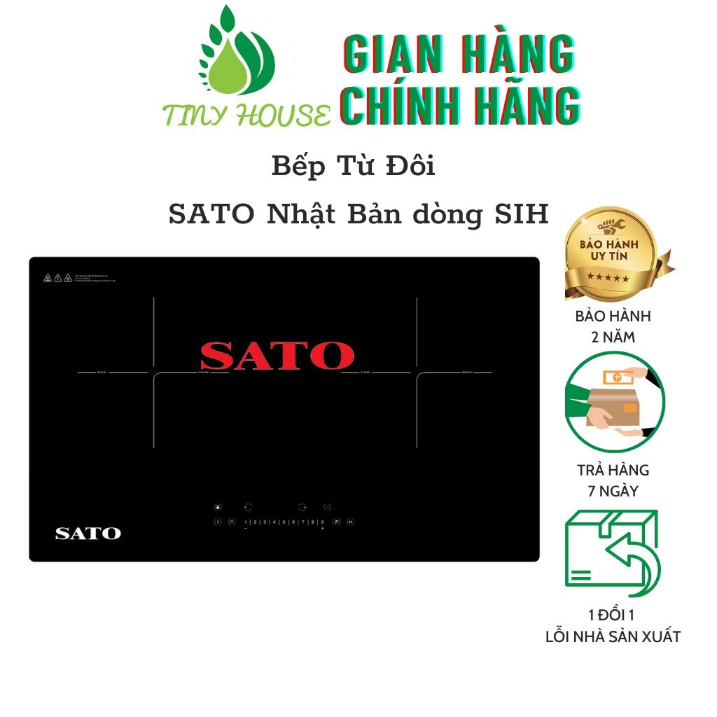 Bếp Từ Đôi SATO Nhật Bản dòng SIH tiết kiệm điện, cảm ứng điện dụng với 9 mức công suất, khóa an toàn BẢO HÀNH 36THÁNG