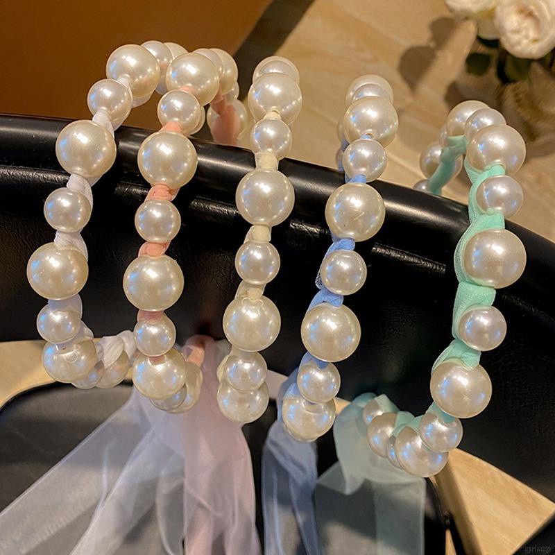 Băng Đô Dây Bện Đính Ngọc Trai Nhân Tạo Dễ Thương Phong Cách Nhật Hàn