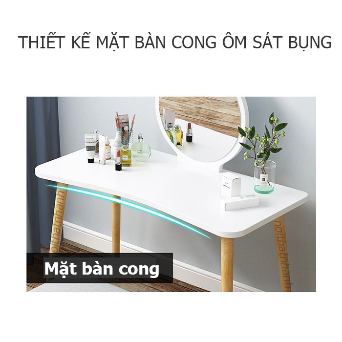 Bộ bàn ghế trang điểm chân gỗ tự nhiên cao 73cm, dành cho những cô nàng thích phong cách BẮC ÂU ( có bán riêng bàn )